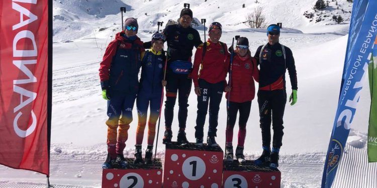 Mónica Saez, campeona de España de biatlón de Sprint en el Stadium Spainsnow