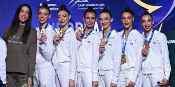 El conjunto español de gimnasia rítmica vuelve a tocar el cielo continental 33 años después