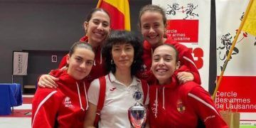 Lucía Abajo, Silvia Gómez, Candela Lozano y Daniela Pinyol, plata en espada por equipos sub’23