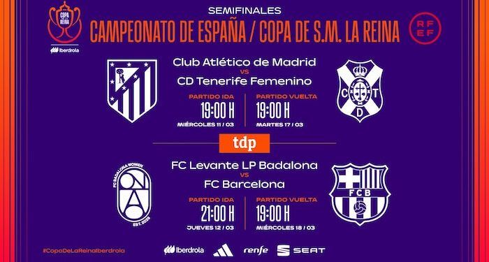 Atlético-Tenerife y Badalona-Barcelona, semifinales de la Copa de la Reina