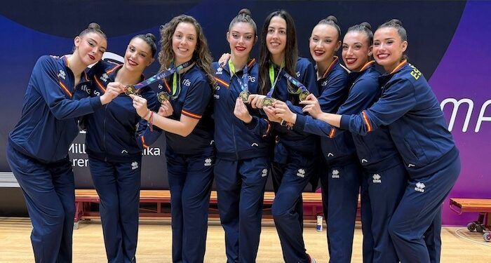 El conjunto español de gimnasia rítmica logró un oro y una plata en la Copa del Mundo de Bakú
