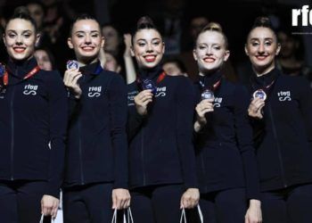 El conjunto senior logró el bronce en la final de cintas y pelotas en el campeonato de Europa