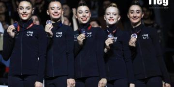 El conjunto senior logró el bronce en la final de cintas y pelotas en el campeonato de Europa