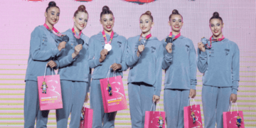 El conjunto de gimnasia rítmica logra el segundo puesto en la final del ejercicio mixto del Europeo