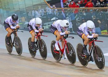 El equipo femenino logra una nueva mejor marca nacional en la persecución del Mundial de Pista
