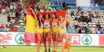 El relevo 4×100 femenino ilumina Vallehermoso con un nuevo récord de España